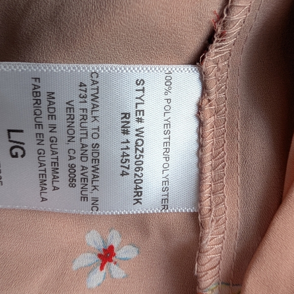 Pleione Pink Cream Tie Front Blouse - Picture 10 of 10